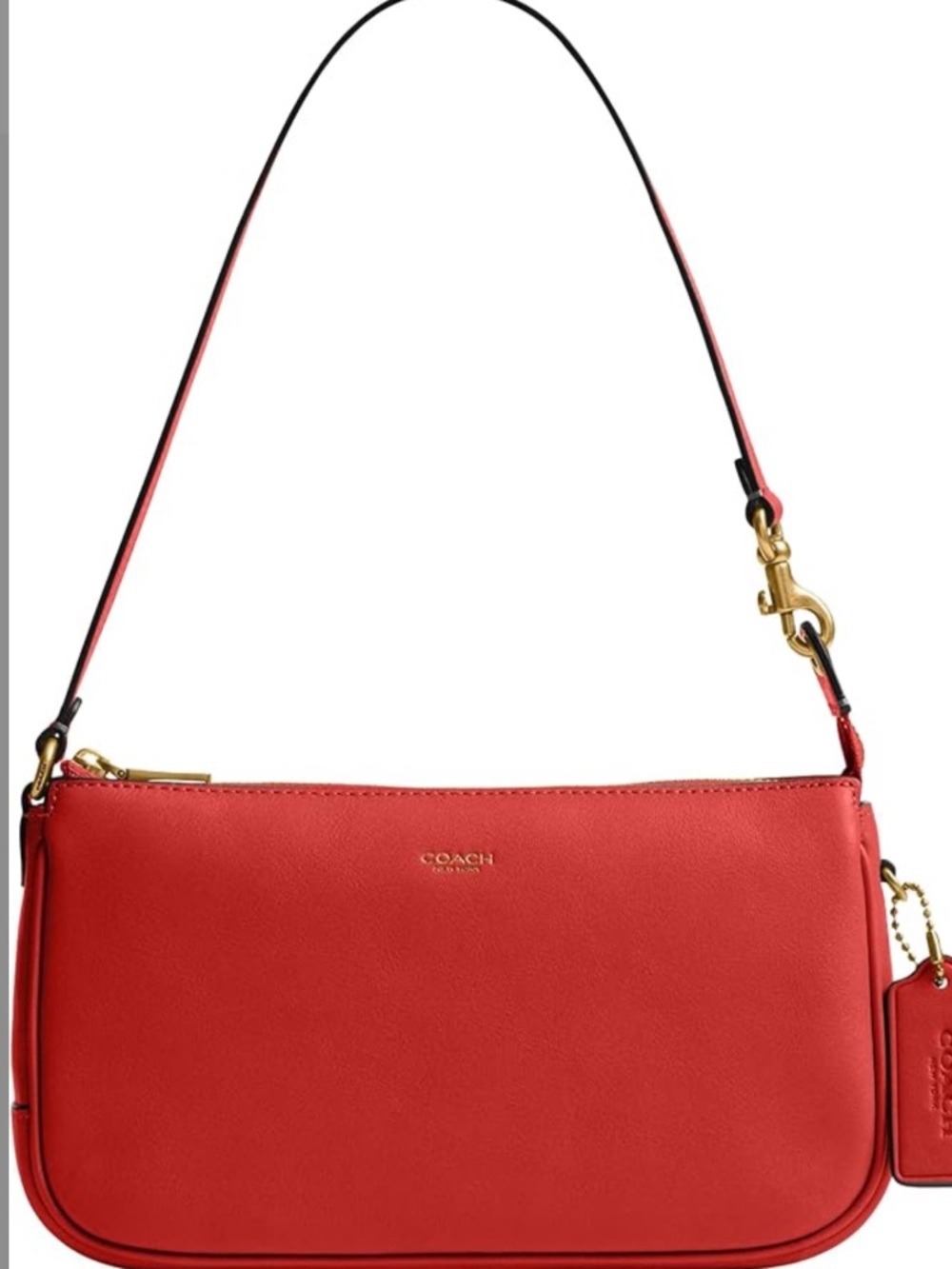 Coach Red Leather Shoulder Pochette with Gold Hardware